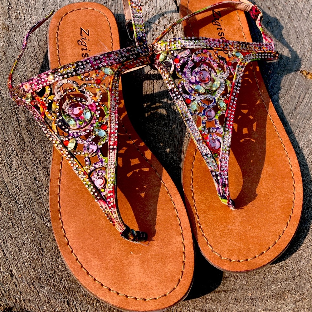 Zigi Soho Multicolor Embellished Sandals
